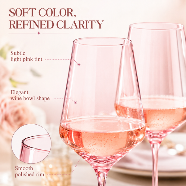 Colored Crystal Wine Glass | Set of 2 | Large Stemmed 12 oz Glasses