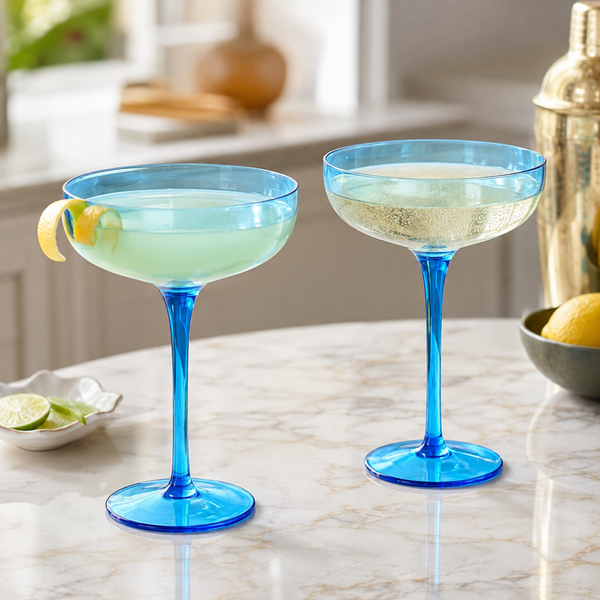 Madrid Acrylic Champagne Coupe Cocktail Glassware, Set of 2