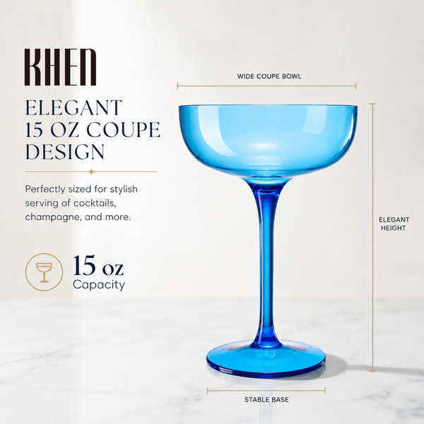 Madrid Acrylic Champagne Coupe Cocktail Glassware, Set of 2
