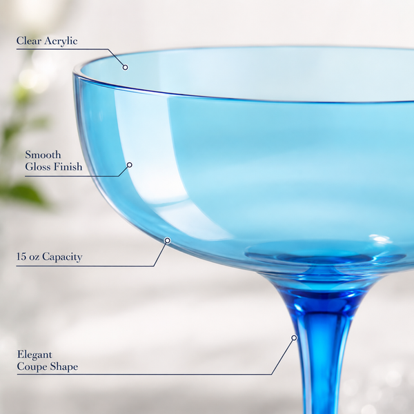 Madrid Acrylic Champagne Coupe Cocktail Glassware, Set of 2