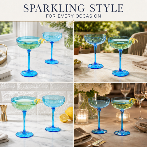 Madrid Acrylic Champagne Coupe Cocktail Glassware, Set of 2