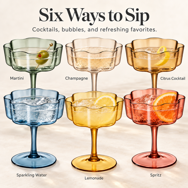 Eze Acrylic Champagne Coupe Cocktail Glassware, Set of 6