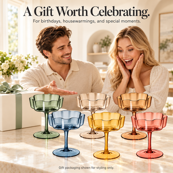 Eze Acrylic Champagne Coupe Cocktail Glassware, Set of 6