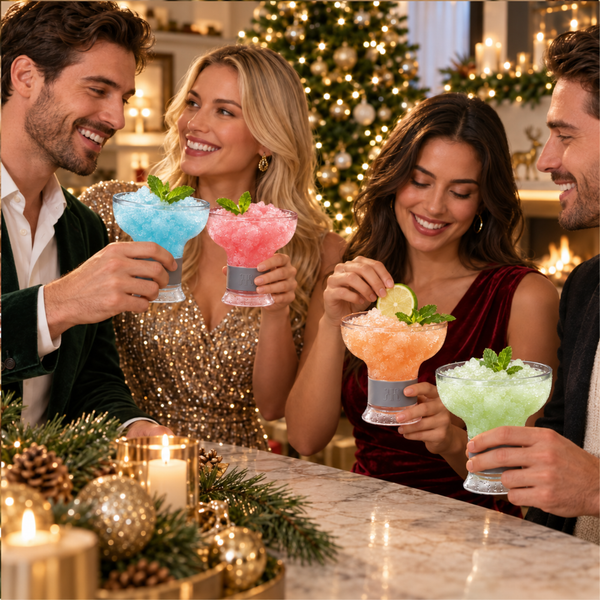 Eze Frozen Margarita & Cocktail Chiller Glasses, Acrylic, Set of 4