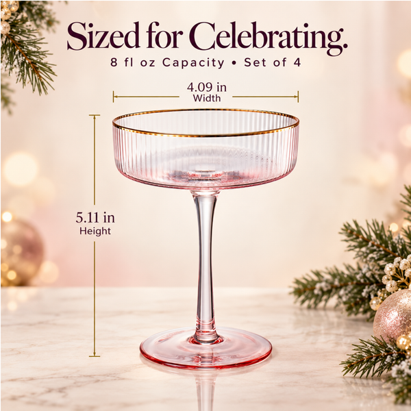 Aurelia Champagne Coupe Cocktail Glassware, Set of 4