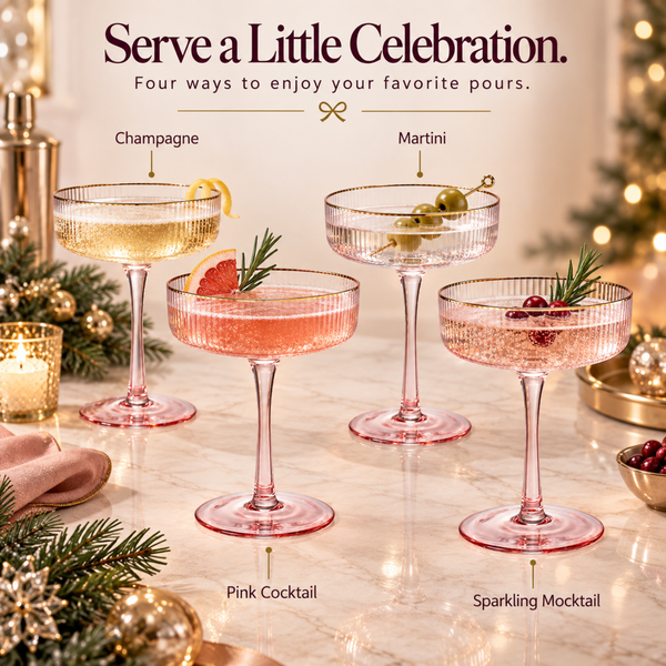Aurelia Champagne Coupe Cocktail Glassware, Set of 4