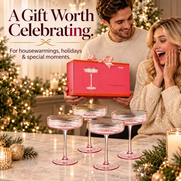 Aurelia Champagne Coupe Cocktail Glassware, Set of 4