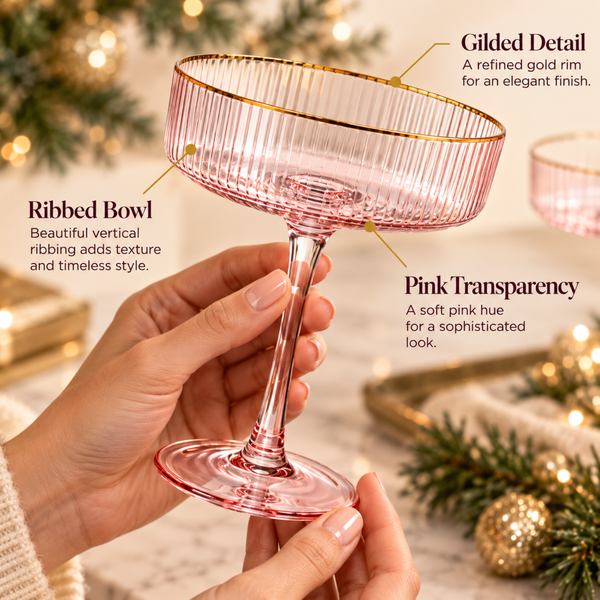 Aurelia Champagne Coupe Cocktail Glassware, Set of 4