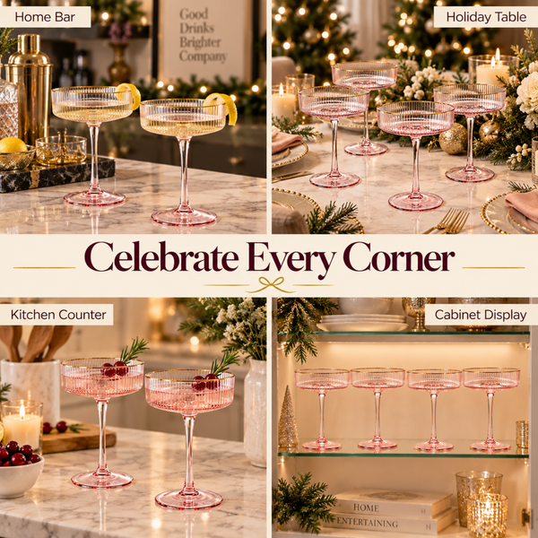 Aurelia Champagne Coupe Cocktail Glassware, Set of 4
