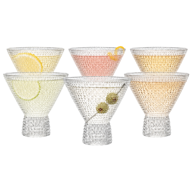 Barcelona Acrylic Martini Hobnail Glassware, Set of 6