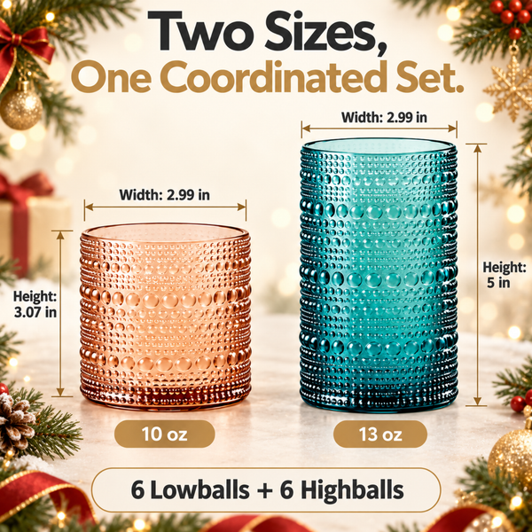 Eze Acrylic Hobnail Lowball & Highball Glassware, Set of 12