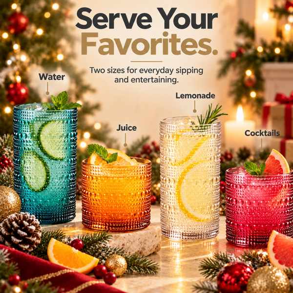Eze Acrylic Hobnail Lowball & Highball Glassware, Set of 12