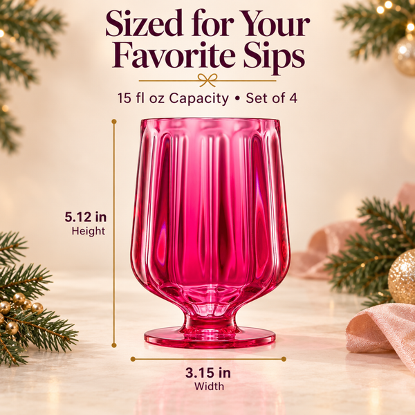 Madrid Acrylic Stemmed Wine Goblet Glassware, Set of 4