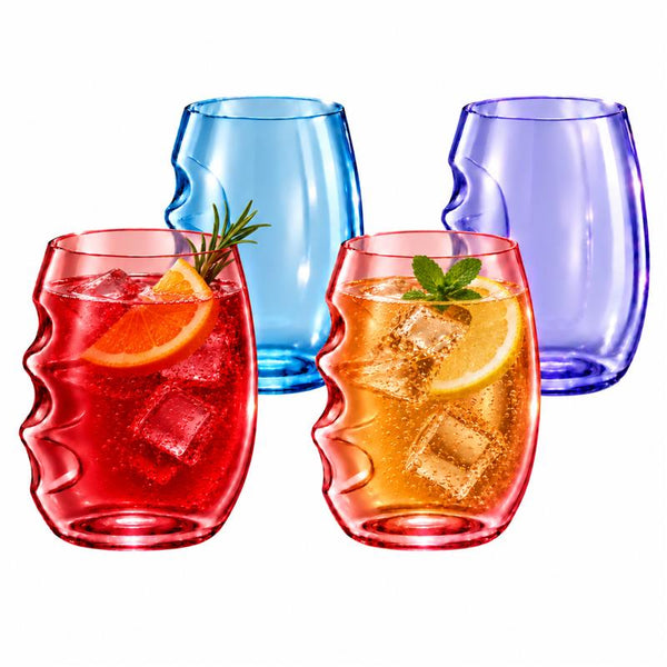 Madrid Acrylic Stemless Finger-Indent Wine Glassware, Set of 4