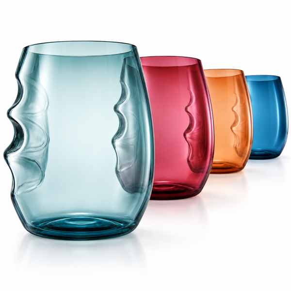 Eze Acrylic Stemless Finger-Indent Wine Glassware, Set of 4