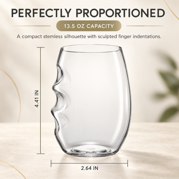 Barcelona Acrylic Stemless Finger-Indent Wine Glassware, Set of 4