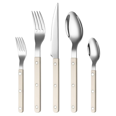 Khen Cream Cutlery Set of 20 –18/8 Stainless Steel Flatware