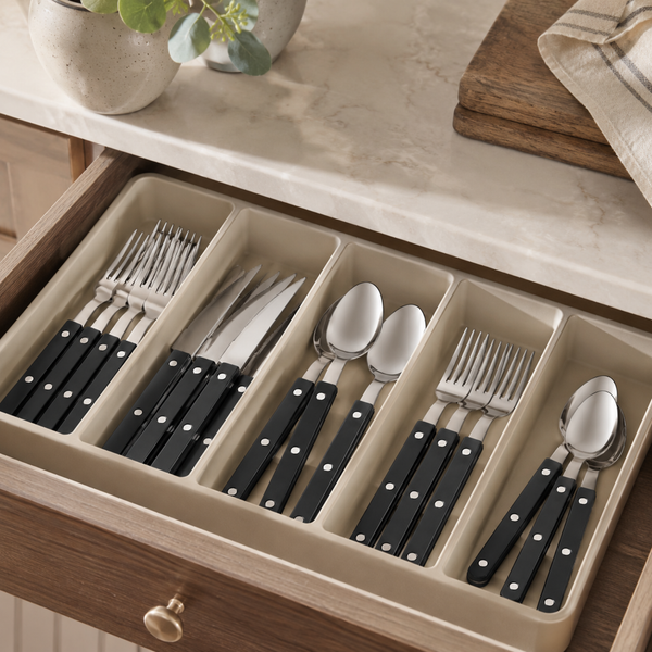 Khen Black Cutlery Set of 20 –18/8 Stainless Steel Flatware