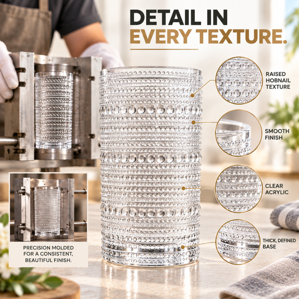 12-Piece Hobnail Drinking Glasses Set, 12 oz Large Vintage Highball Glassware