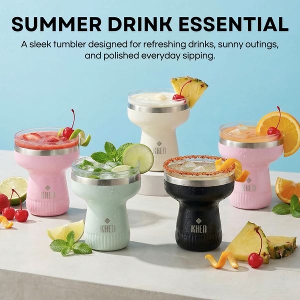 Double Wall Insulated Margarita & Cocktail Tumbler | 360 Lid | 16 oz | Sea Glass