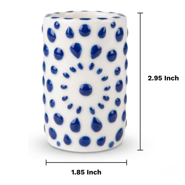 Khen Tequila Ceramic Shot Glasses, Set of 4 White and Blue Shooter Cups