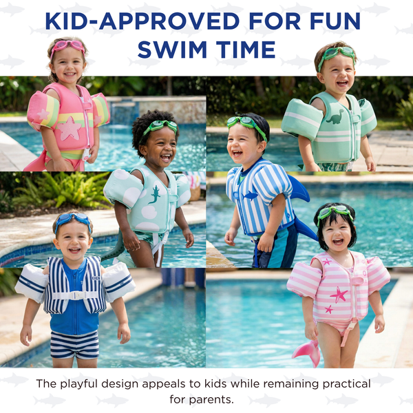 Floating Jackets with Sleeves, Single, Blue Shark 1-3 Years