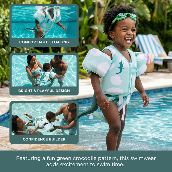 Floating Jackets with Sleeves, Single, Crocodile 1-3 Years