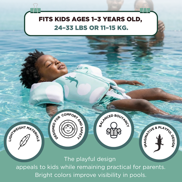 Floating Jackets with Sleeves, Single, Crocodile 1-3 Years