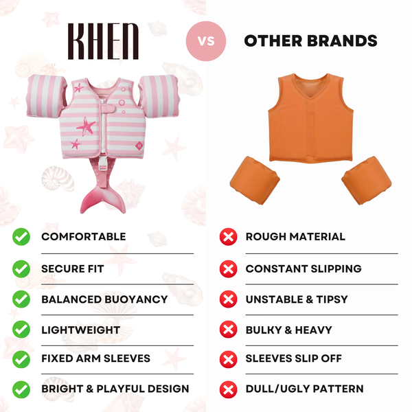 Floating Jackets with Sleeve, Single, Pink Mermaid 1-3 Years