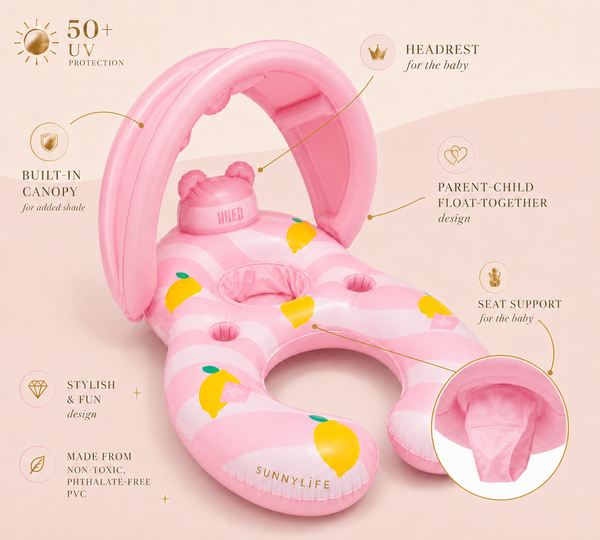 Sunshade Canopy Baby Seat Lounger - Blush Lemonade Pink