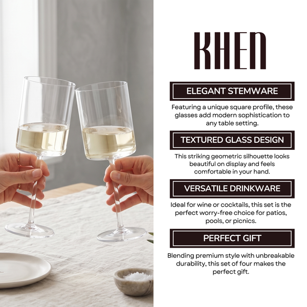 Barcelona Acrylic Stemmed Wine Glassware, Set of 4