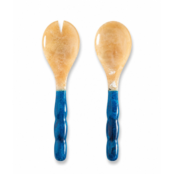 Salad Server Set, 2 Piece, Blue Resin Serving Spoon