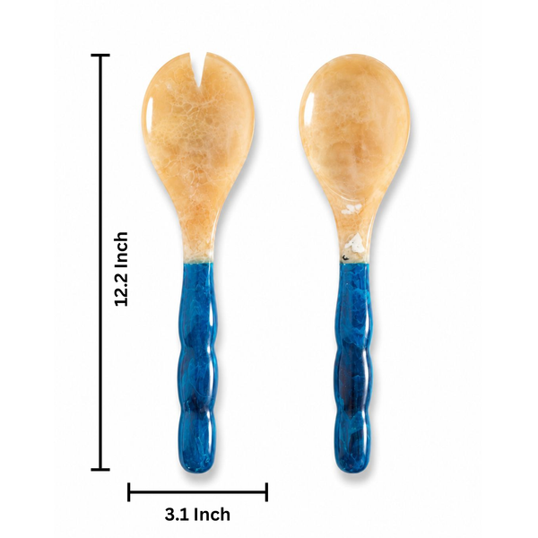 Salad Server Set, 2 Piece, Blue Resin Serving Spoon