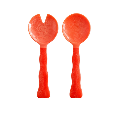 Salad Server Set, 2 Piece,  Orange Resin Serving Spoon