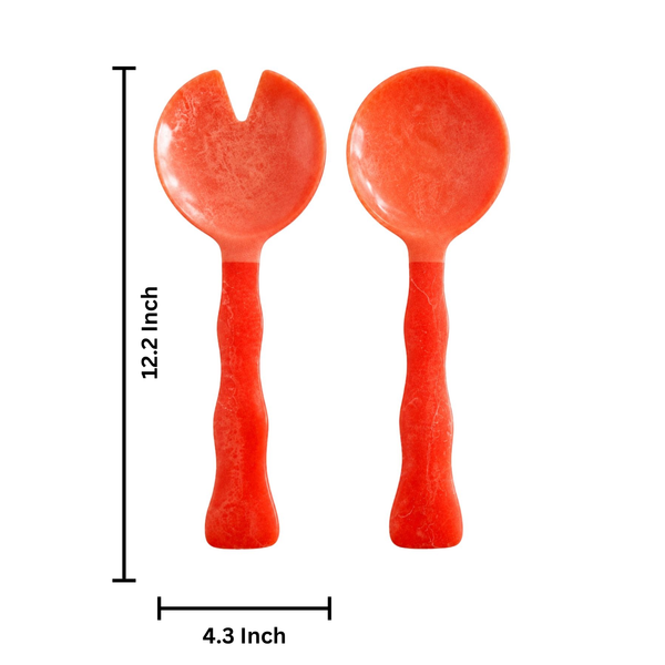 Salad Server Set, 2 Piece,  Orange Resin Serving Spoon
