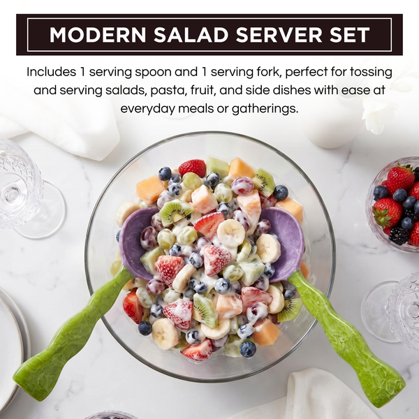 Salad Server Set, 2 Piece,  Green Resin Serving Spoon