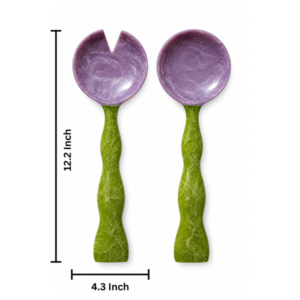 Salad Server Set, 2 Piece,  Green Resin Serving Spoon