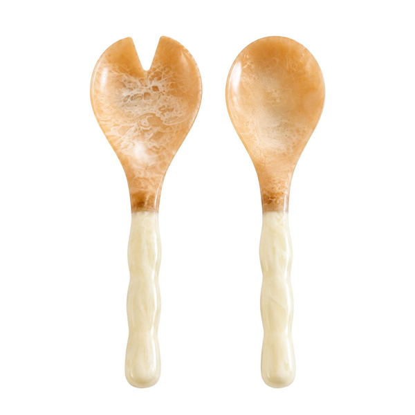 Salad Server Set, 2 Piece, Beige Resin Serving Spoon