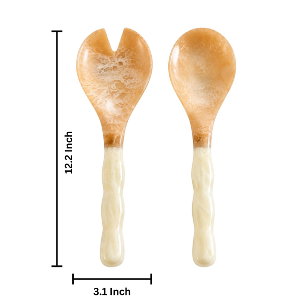 Salad Server Set, 2 Piece, Beige Resin Serving Spoon