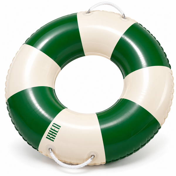 Portofino Inflatable Striped Pool Float Ring - Emerald & Cream