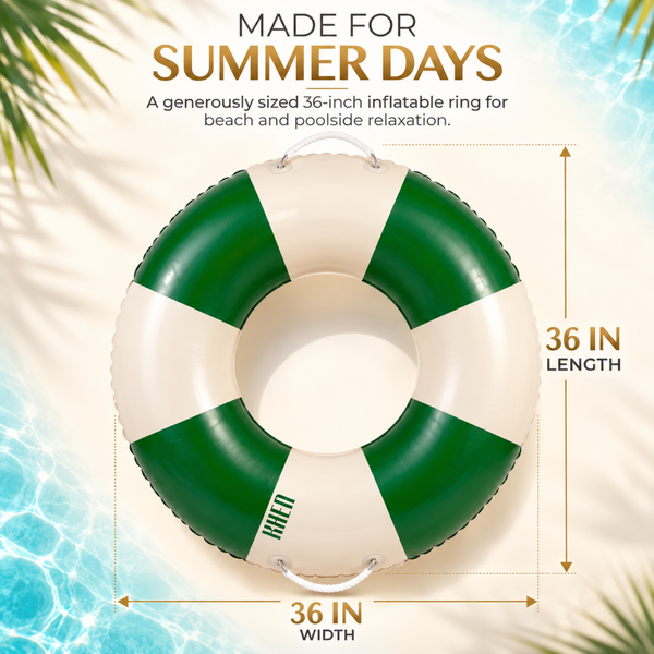 Portofino Inflatable Striped Pool Float Ring - Emerald & Cream