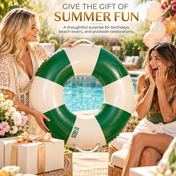 Portofino Inflatable Striped Pool Float Ring - Emerald & Cream