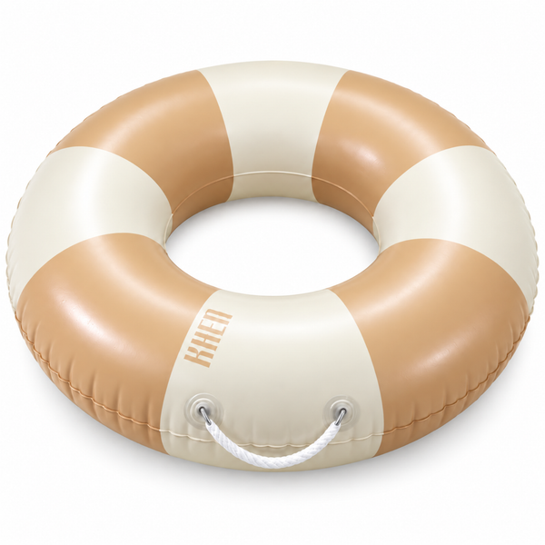 Portofino Inflatable Striped Pool Float Ring - Sand & Cream
