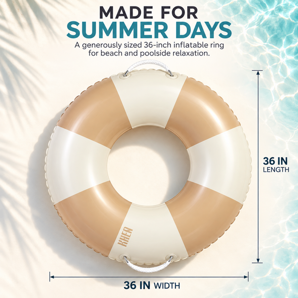 Portofino Inflatable Striped Pool Float Ring - Sand & Cream