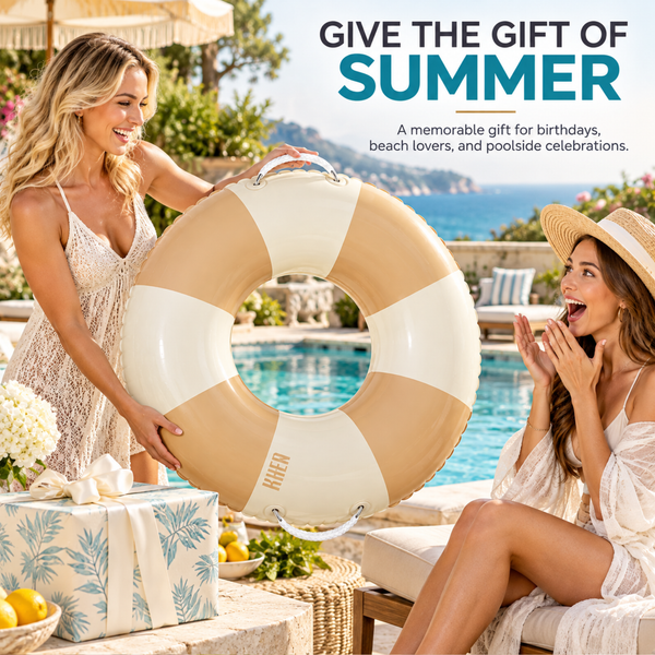 Portofino Inflatable Striped Pool Float Ring - Sand & Cream