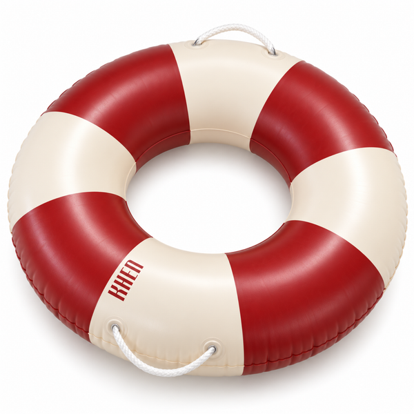 Portofino Inflatable Striped Pool Float Ring - Ruby & Cream