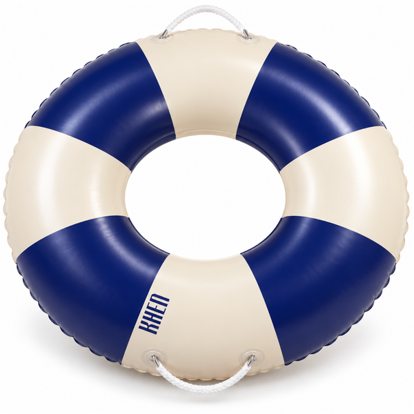 Portofino Inflatable Striped Pool Float Ring -  Navy & Cream