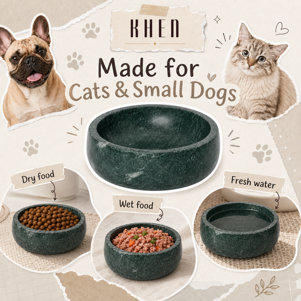 Khen Green Marble Pet Bowl – 7.5