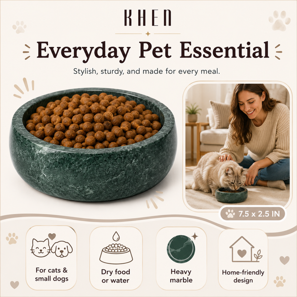 Khen Green Marble Pet Bowl – 7.5