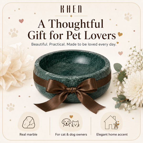 Khen Green Marble Pet Bowl – 7.5